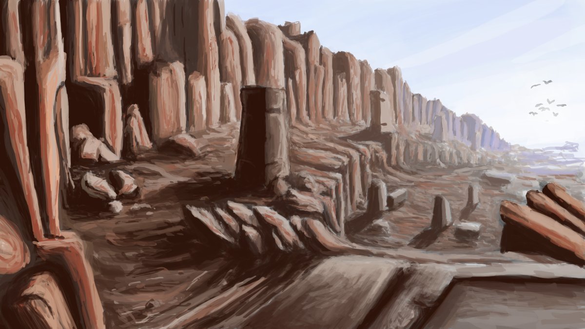 Environment concept art with color palette applied