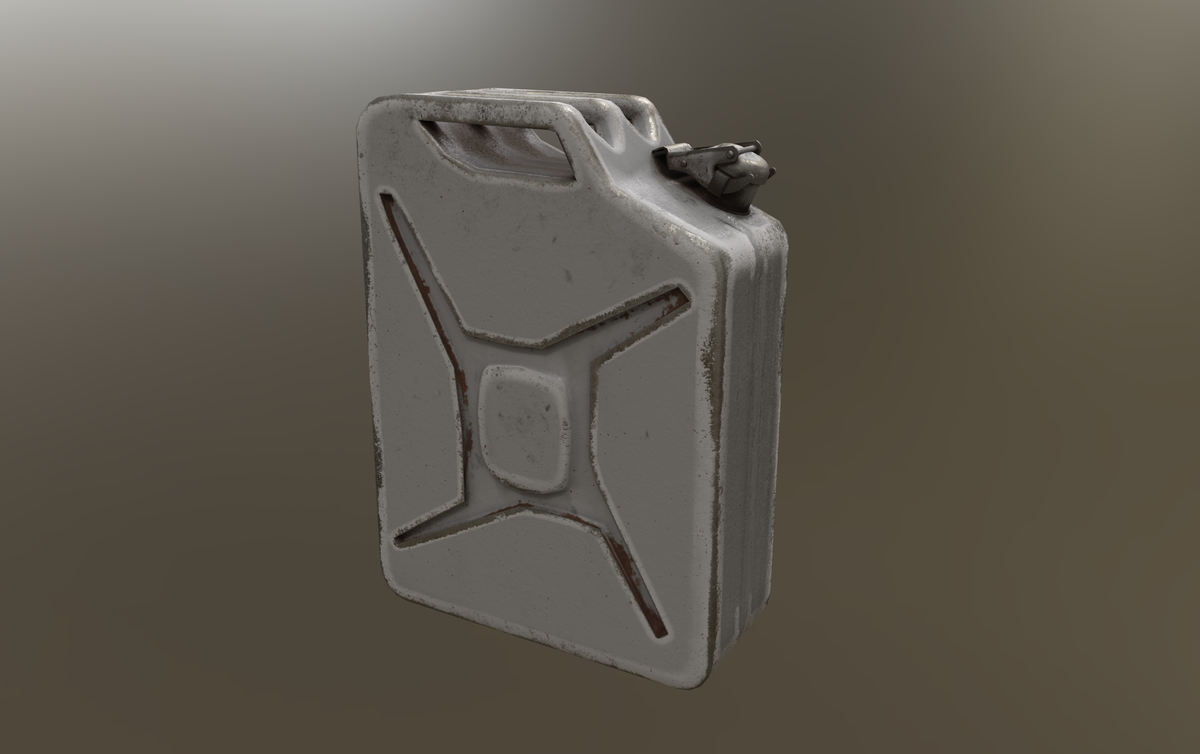 3D jerry can model with realistic metal texturing