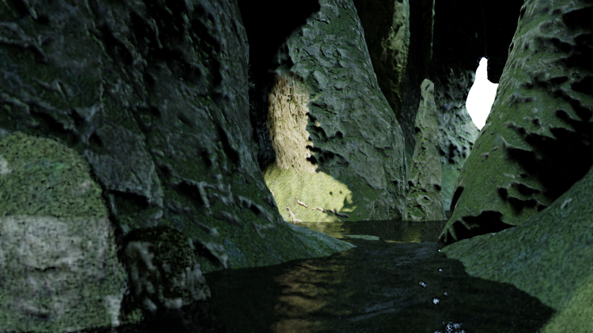 3D interior scene render with ambient lighting